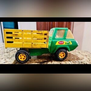 TONKA Vintage 70’s Tonka Green Yellow Forestry Dump Truck Pressed Steel  Size M